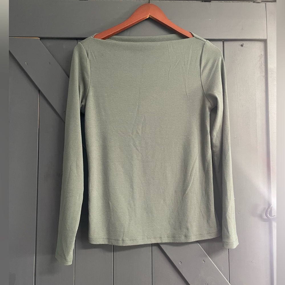 BE COOL Boatneck Long Sleeve Top in Sage